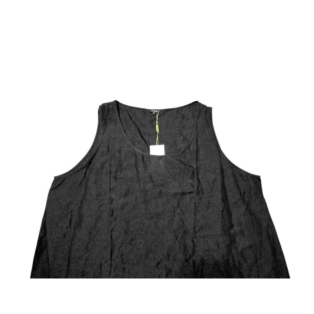 NWT VIVID Black Linen Maxi Dress Sleeveless Long Double Skirt Plus 3x Lagenlook - Picture 3 of 9